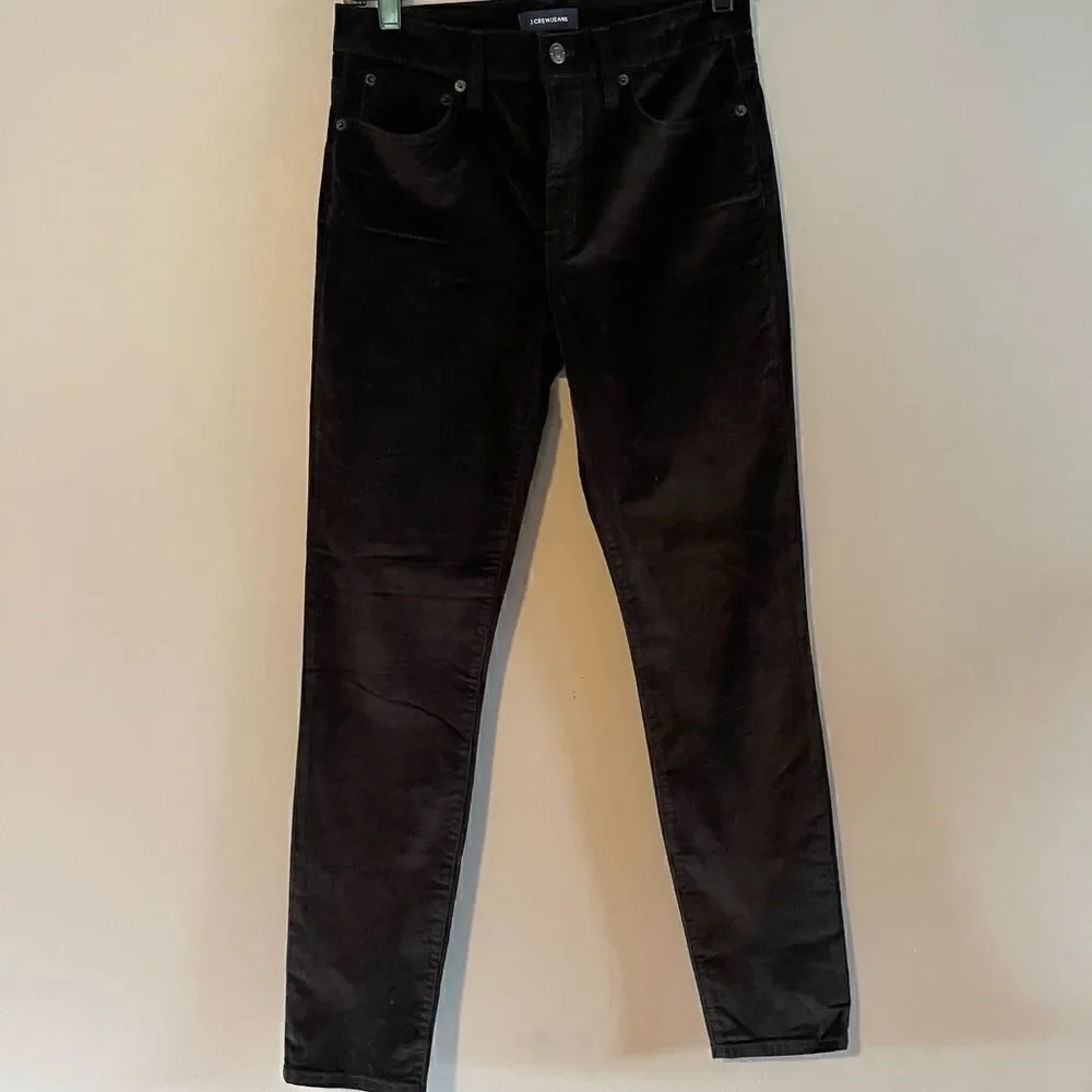 J. Crew Jeans Velvet High Rise Toothpick Jeans || SZ 27 || Black Velvet